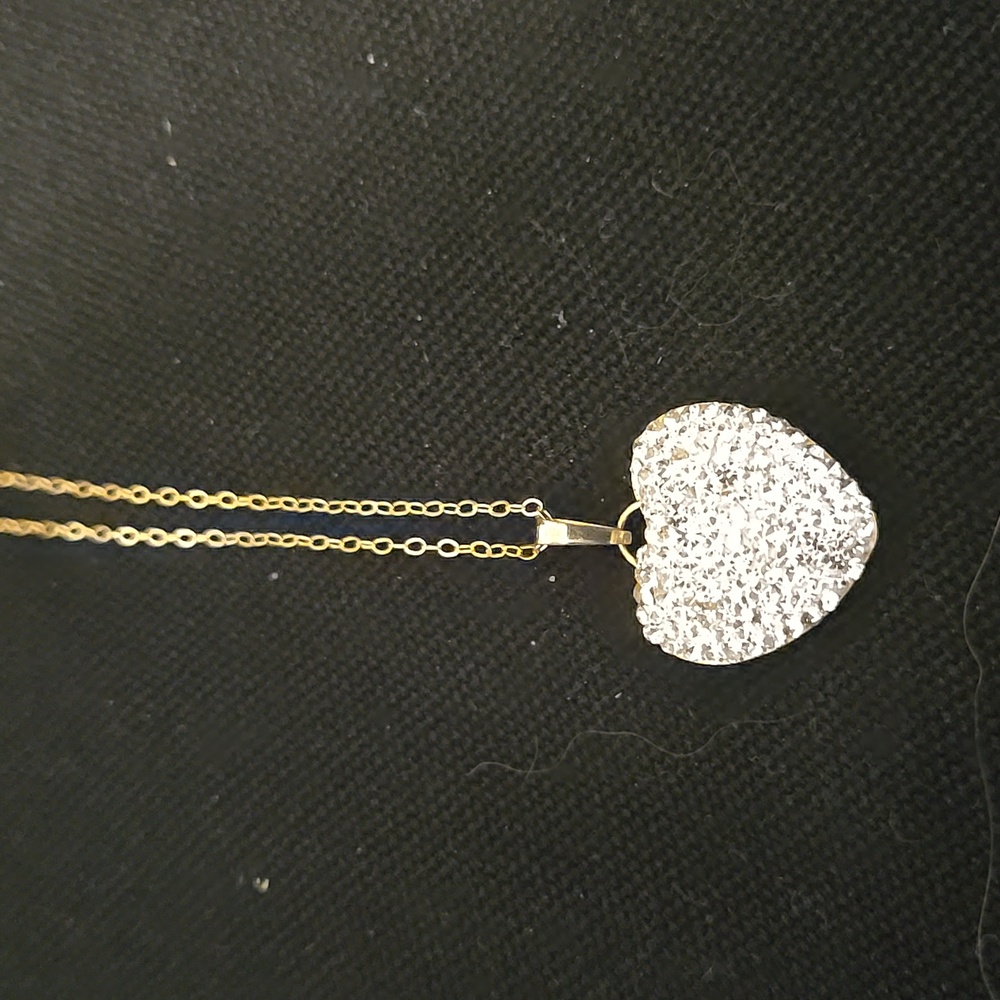 Pave Heart Necklace, 14kt YG over Sterling silver, 18", NEW
